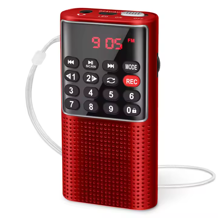 Mini Radio FM Portátil Con Altavoz Integrado Grabadora Y Batería Recargable De Larga Duración Radio Walkman MP3 De Mano Con Antena Fuerte - 1