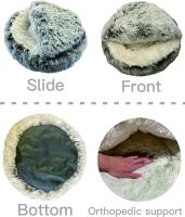 Cama De Gato Redonda De Peluche Suave Y Cálida Almohadilla Para Mascotas 2 En 1 Saco De Dormir Nido Para Pequeños Perros Y Gatos - details 5
