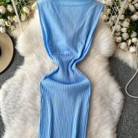 Vestido Bodycon Mini De Color Sólido Con Cuello Redondo Y Cremallera Lateral Para Mujer Vestido Sin Mangas Estilo Casual Y Elegante Para Oficina Y Verano - details 13