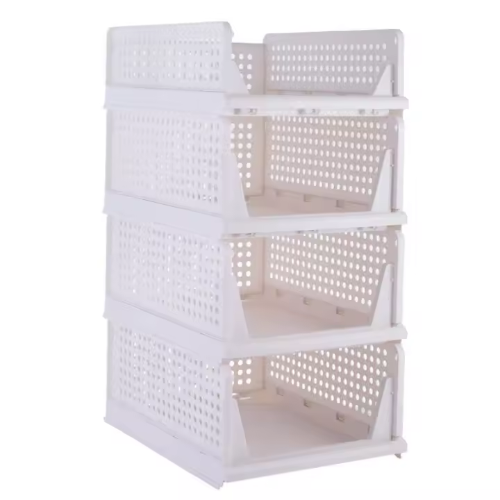 Organizador de Armario 4 Piezas Organizador de Ropa de plástico Cajones y Separadores para Ropa de Dormitorio Cocina Baño Blanco (43x33x72 cm) - 1