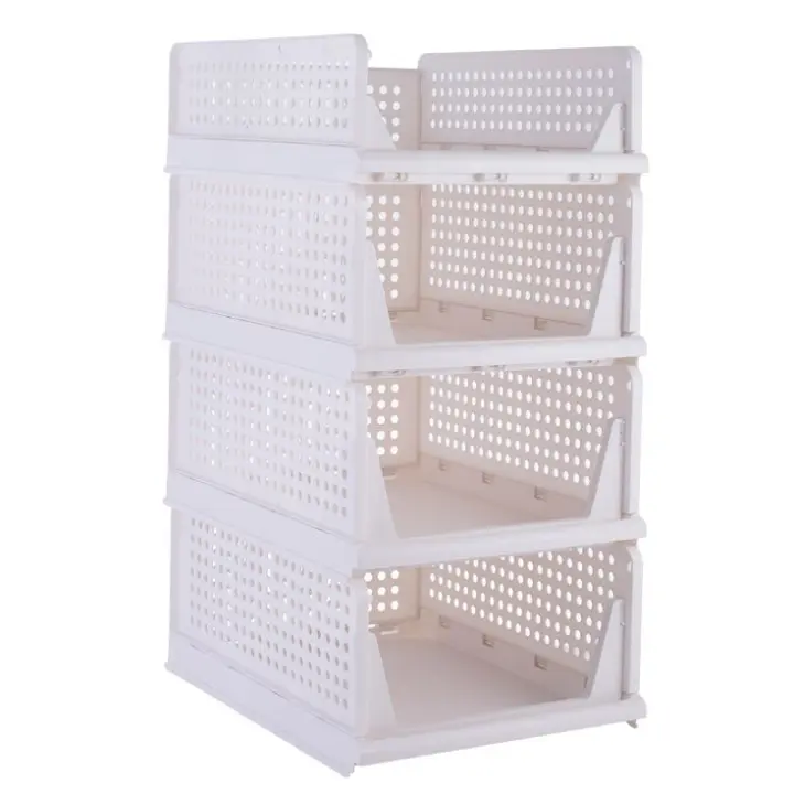Organizador de Armario 4 Piezas Organizador de Ropa de plástico Cajones y Separadores para Ropa de Dormitorio Cocina Baño Blanco (43x33x72 cm) - 1