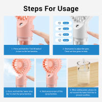 Mini Ventilador de mano con agua, Ventilador Portátil nebulizador,  Batería de Litio Recargable Ventilador Pequeño, humidificación silenciosa, 4 Velocidades Con 20ml de Agua de Enfriamiento en Spray para el Hogar Oficina Viajes al Aire Libre y Camping - details 1
