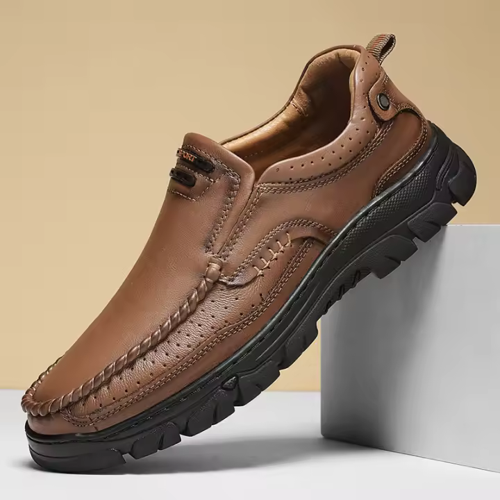 Zapatos Casuales Para Hombre Nuevos Moda Con Cuero Genuino Hechos a Mano Zapatillas De Conducción Slip-on Planos Mocasines Transpirables Y Masajeados Para Caminar - 1