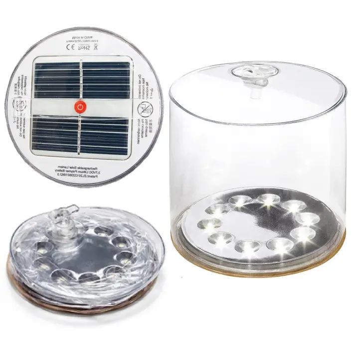 Lámpara Solar Inflable Para Camping Con 10 LED Recargable a Través De Solar Sombrilla De Vidrio Mate Impermeable Luz Exterior Eficiente En Energía - 1
