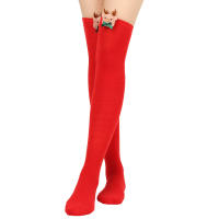Novena Medias Navideñas Decorativas De Muñeca Calcetines De Pierna Sobre La Rodilla Estampado De Ciervo Y Rayas Para Mujer - details 19