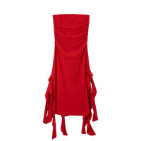 Vestido Asimétrico De Hombro Solo Para Mujer Primavera/Verano Moda Europea Y Americana Slim Fit Cintura Ajustada Irregular - details 10