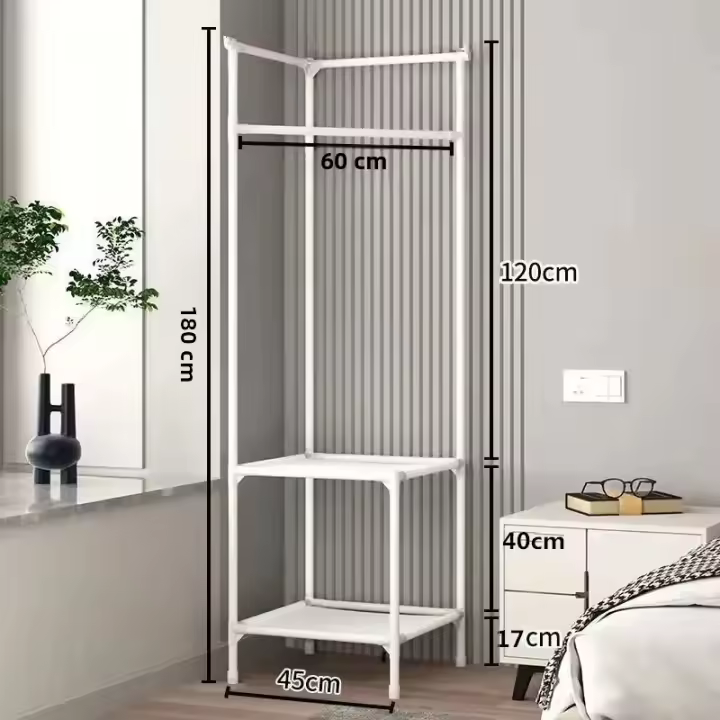 Estante De Almacenamiento De Ropa Multicapa Desmontable Y Móvil En Esquina Para Pijamas Y Sombreros Material Metálico Tres Niveles Ecológico Para Sala De Estar - 1