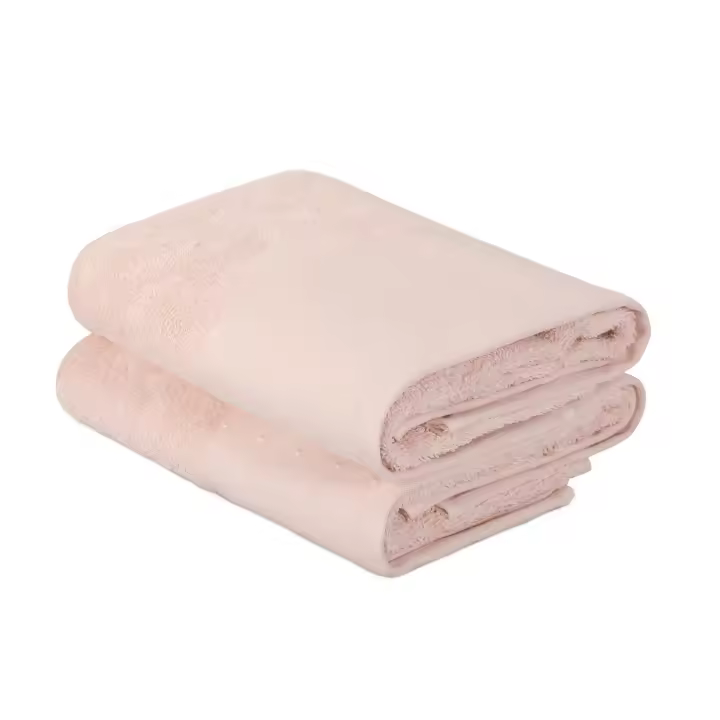 Wellhome Juego de Toallas de Mano Suavidad Garantizada 100% Algodón - Polvo y Blanco - 1