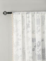 Cortinas Blancas Transparentes Beige Florido De Lino Texturizado 84 Pulgadas Para Sala De Estar 1 Panel Para Ventanas Planas - details 4