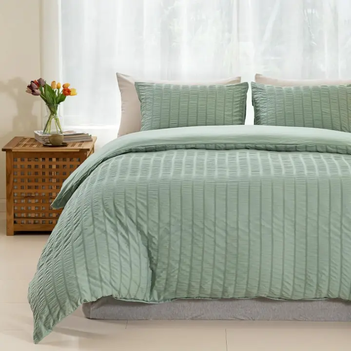 White King Size Duvet Cover Sets Hotel Quality Bedding Grey Striped Bedding Sets Ultra-Soft Brushed Polyester (1x Quilt Cover, 2x Pillowcases) Grey King Size Duvet Cover 230x220 cm - 1