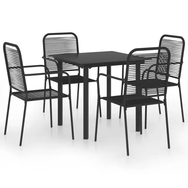 vidaXL Set de comedor de jardín de 5 piezas vidrio y acero negro - 1