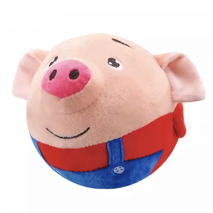 Juguete Interactivo Pequeño Para Perros Peluche De Cerdo Dibujos Animados Lavable Con Sonido Y Movimiento Electrónico Bola Saltante - 1