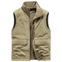 Chaleco Táctico Casual Para Hombre Con Múltiples Bolsillos Y Forro De Poliéster Cálido Doble Cara Para Acampar Y Senderismo Exterior - details 0