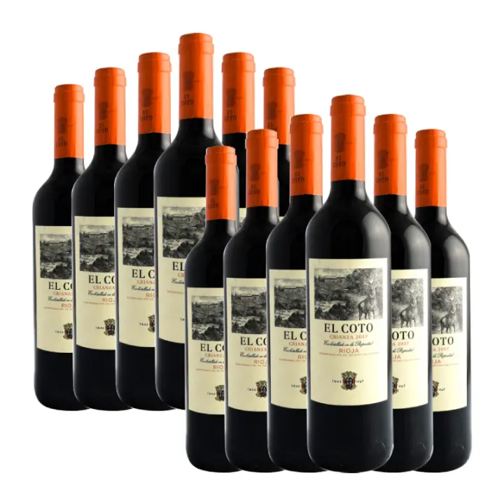 El Coto crianza vino tinto 2 cajas de 6 botellas 75 cl + obsequio caja de 6 copas. Total 12 botellas, 9 litros. - 1