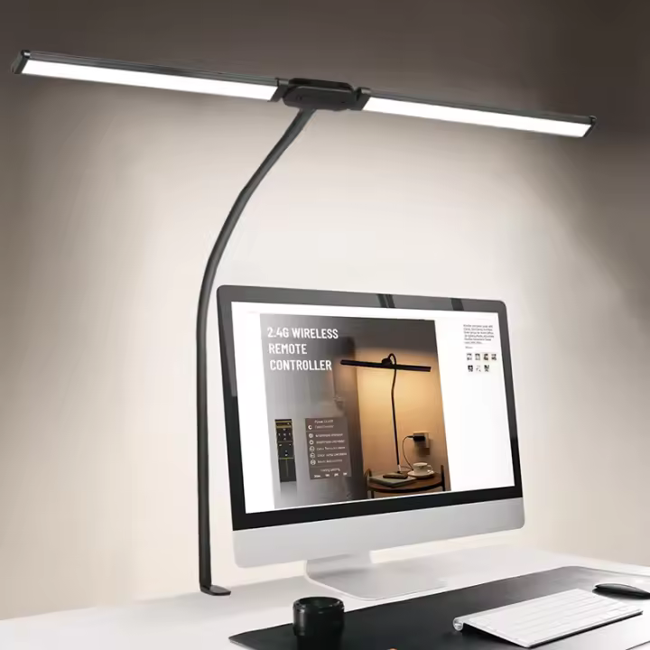 Lámpara De Escritorio LED Doble Cabeza Para Oficina Y Hogar Con 3 Modos De Color Y 10 Niveles De Iluminación Protector De Ojos - 1