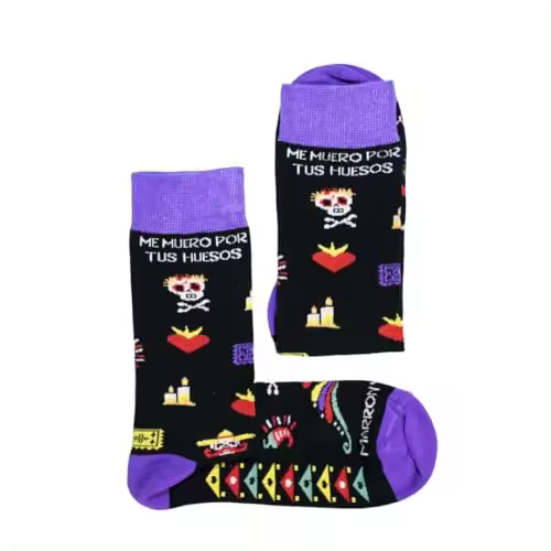MARRON Y NEGRO - Calcetines Me Muero Por Tus Huesos - Fabricado en España - Perfectos para Regalos - Divertido - 80% algodón - Unisex (FR/ES, Números, 41, 45, Regular, Regular, Estándar, Multicolor) - 1