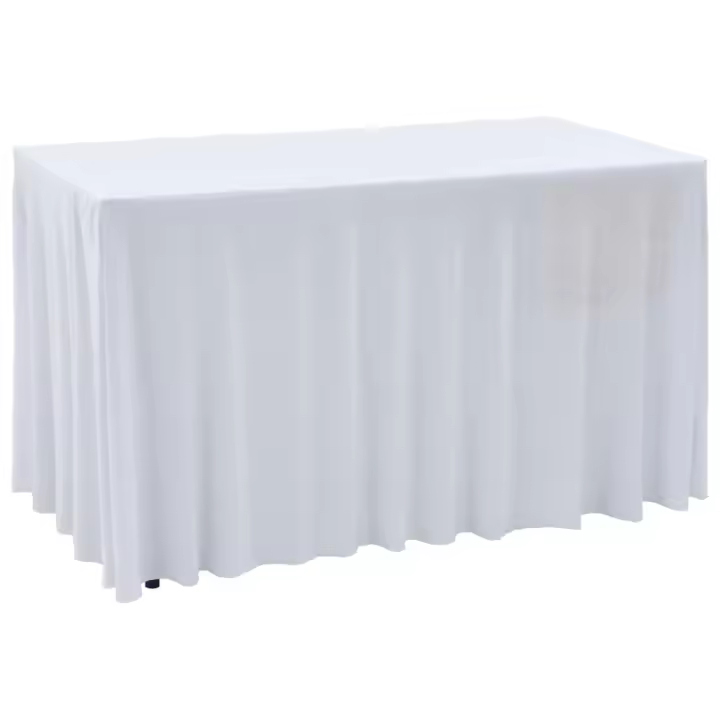 vidaXL Fundas elásticas para mesa 2 uds con falda 243x76x74 cm blanco - 1