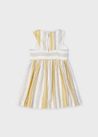 VESTIDO DE NIÑA A RAYAS BEIGE, MARRÓN Y BLANCO - MARCA MAYORAL. - details 1