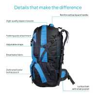 Ociodual OcioDual Mochila Senderismo 60 Litros, Mochila Trekking, Montaña y Camino de Santiago, Multifuncional, Ligera, Mochilas Hombre para Camping, Acampada, Marcha Nórdica, Supervivencia, Azul - details 2