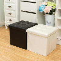 Reposiegos de almacenamiento, cajas plegables, reposabebés, banco cubo, capacidad de carga de hasta 300 kg, aptos para salón, dormitorio, entrada. Reposapiés de almacenamiento, reposapiés del asiento, material de cuero simulado, espacio amplio - details 8