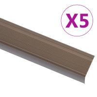 vidaXL Perfiles de peldaños forma de L 5 uds aluminio 90 cm en color champán/Plateado/Marrón - details 2