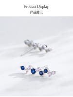 Zenyth-pendientes largos de Plata de Ley 925 para Mujer, Aretes curvados trenzados de encirita Rosa y Azul, ropa de moda para vacaciones y citas, regalo - details 5