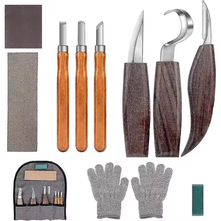 Conjunto de herramientas de talla de Madera de 10 piezas, Kit de herramientas de talla de Madera con 3 cinceles de Madera, 3 - 1