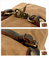 Bolsa De Hombro Para Hombre En Cuero Vacuno Y Lona Impermeable Y Resistente Al Desgaste Bolsa De Negocios Y Tiempo Libre Portátil Con Estuche Único - details 8
