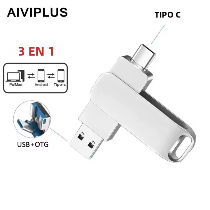 USB C Tipo C 32GB 64GB 128GB 256GB Pen Drive Para Smartphone Android Y Huawei Multifuncional De Metal Sin Encriptación - 1