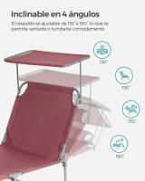 Tumbona Plegable con Parasol y Respaldo Reclinable, Ideal para Jardín, Piscina y Terraza, 193x53x29 cm, Capacidad de 150 kg - details 20