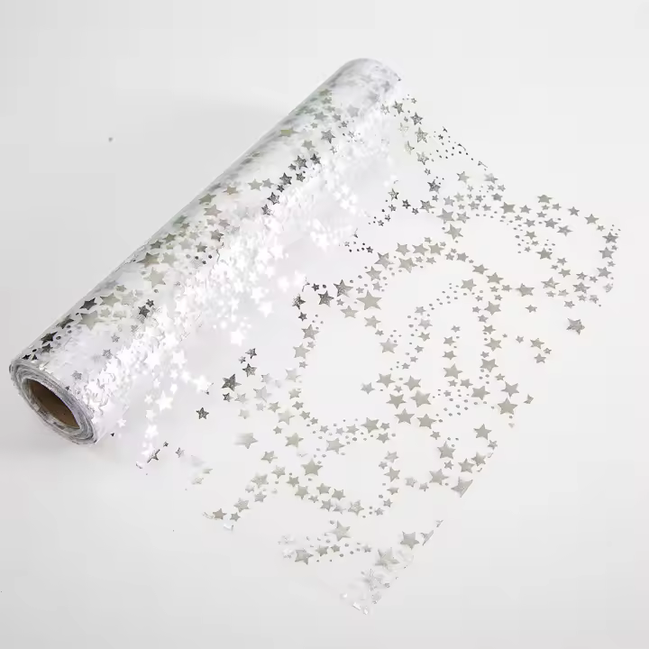 Mantel Runner Metálico Dorado Estrellado De Organza Para Decoración De Fiesta Navideña Y Tiempo De Adviento Material 100% Poliéster - 1