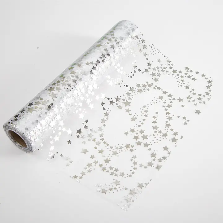 Mantel Runner Metálico Dorado Estrellado De Organza Para Decoración De Fiesta Navideña Y Tiempo De Adviento Material 100% Poliéster - 1