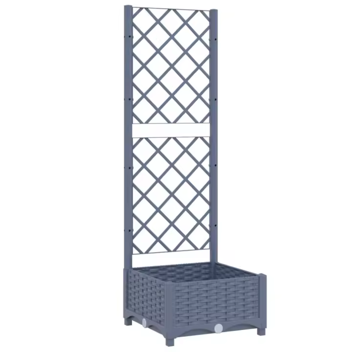 vidaXL Jardinera con enrejado PP 40x40x121,5 cm Color Gris oscuro,  Marrón,  Negro y mas - 1