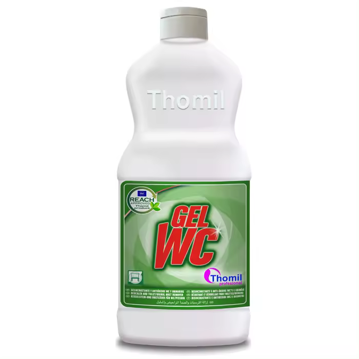 Gel Limpiador THOMIL WC - Desincrustante y Desinfectante - Acción Rápida - Elimina Óxido y Sarro - Uso en Sanitarios Cerámicos y Urinarios - 1