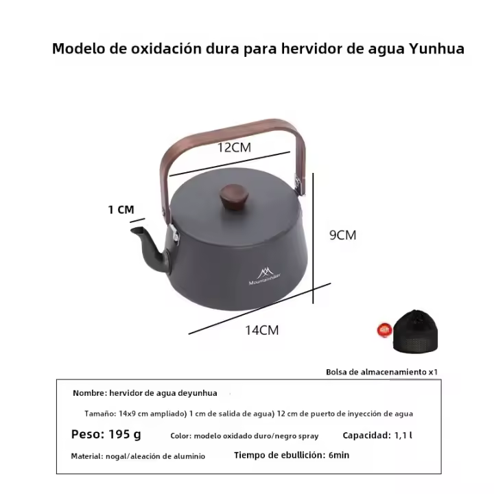 Tetera De Viaje Al Aire Libre Estilo Camping Mountainhiker 1.1L Portátil Y Ligera De Aleación De Aluminio Para Picnic Y Camping - 1