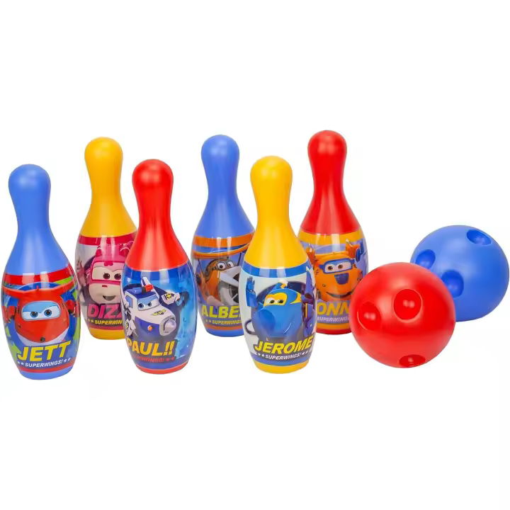 Juego de Bolos de plástico Super Wings (0626) Individual o multijugador. Ligero y fácil de transportar. Calidad al mejor precio. De acuerdo a la normativa CE. +3 años - 1
