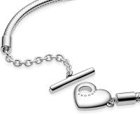 Pandora Pulsera de Plata para Mujer Moments Heart T-Bar 599285C00, Comes con el embalaje de Caja de Giunte original. - details 3