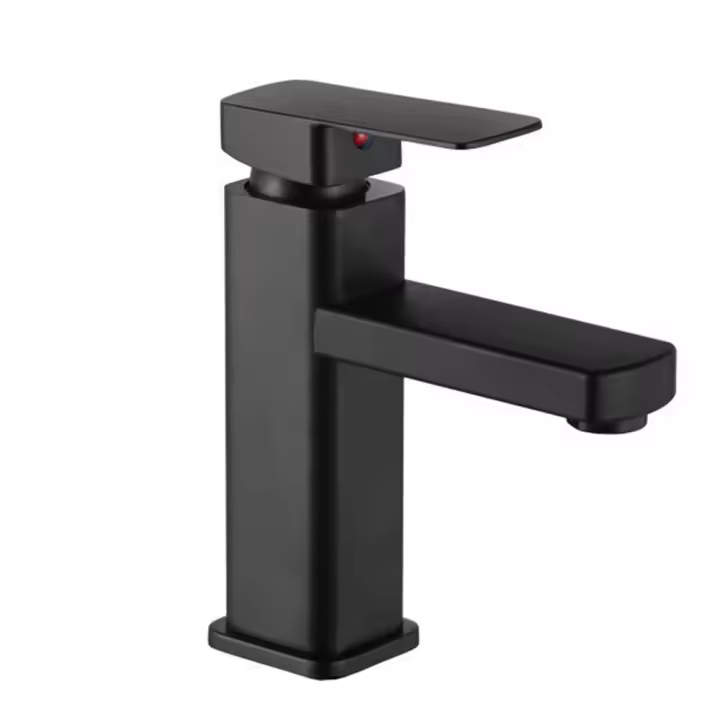 Grifo de Baño con Agua Fría y Caliente Desechable, Grifo de Lavabo de Cobre Duradera Negra Extraible para Lavado de Manos - 1