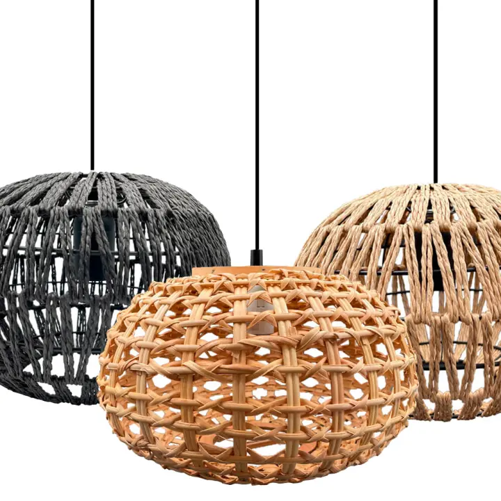 Lámpara Colgante de Mimbre - Casquillo E27 - IP20 - 1