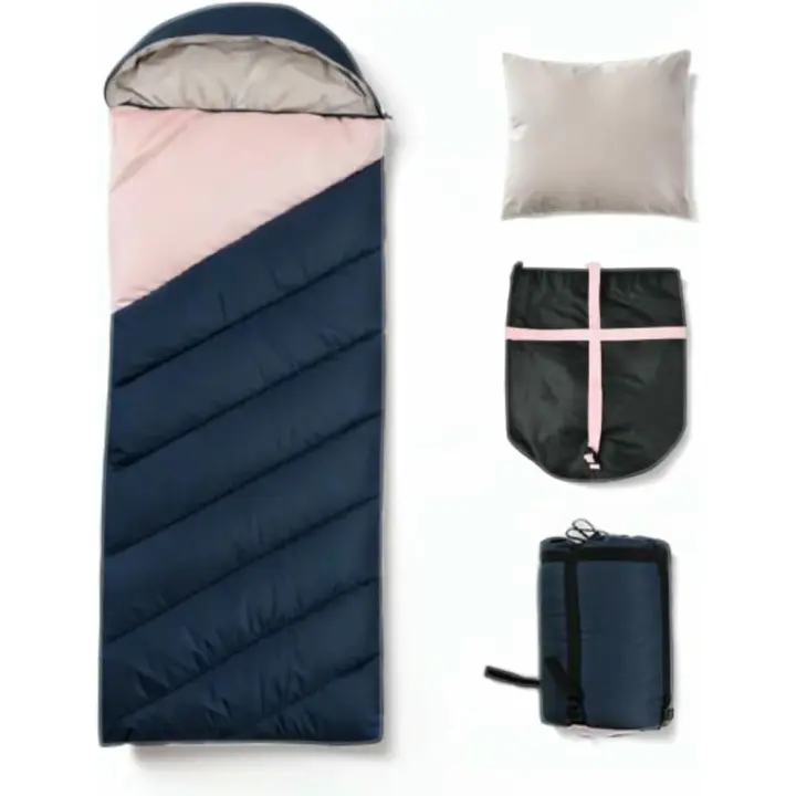 Saco de Dormir para Acampar, Saco de Dormir Impermeable Adulto, Saco de Dormir Portátil con Bolsa de Compresión, 2KG, con Almohada, 0-10℃para Senderismo, Mochilero (190 + 30) * 80 cm - 1