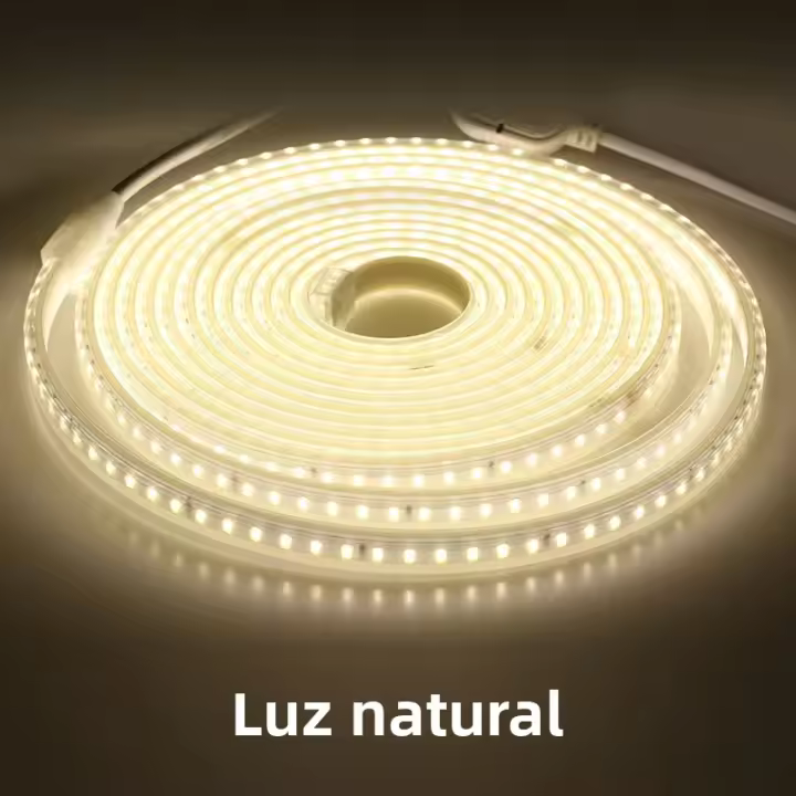 Tira LED Flexible 220V 120LEDs 8W/m Con Enchufe EU Y Interruptor Luz LED No Dazzling Impermeable Para Uso Exterior Tape LED - 1