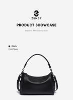 Bolso De Hombro Para Mujer Zency De Cuero Genuino Suave Negro Caqui Beige Gran Capacidad Con Dos Correas Bolso Crossbody - details 9