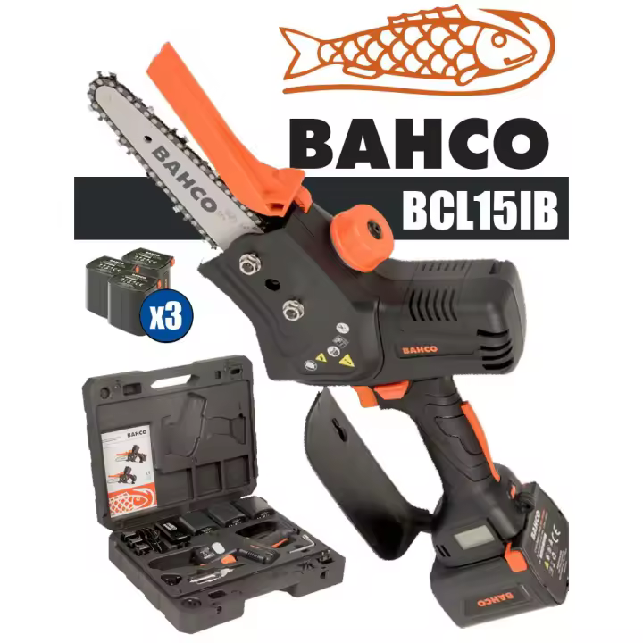 BAHCO. MOTOSIERRA BAHCO A BATERÍA SIN CABLE BCL15IB (110 mm). - 1