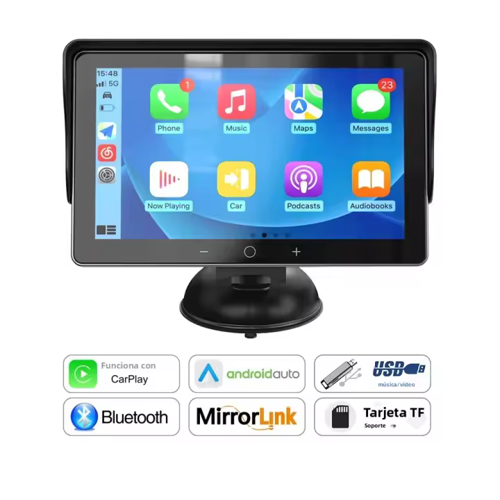 Reproductor Multimedia De Coche Universal 7 Pulgadas Con Pantalla Táctil Carplay Y Android Auto Sin Cable Para VW Nissan Toyota - 1