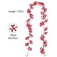 Guirnalda De Navidad Artificial De Bayas Rojas 175cm/190cm Planta Artificial Para Decoración De Hogar Arbol De Navidad Adorno De Boda Colgante - details 8
