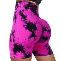 Shorts De Yoga Para Mujer Con Estampado De Tie-Dye High Elasticidad Shorts Deportivos Push up Para Gimnasio Correr Y Fitness Leggings Cortos Sin Costuras De Nylon - details 8