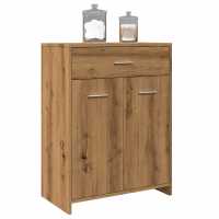vidaXL Armario de baño madera contrachapada 60x33x80 cm en color Blanco/Madera antigua/Marrón roble y más | almacenamiento funcional diseño moderno para baño dormitorio sala - details 8