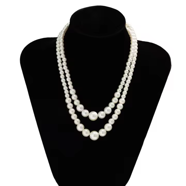 Collar de mujer delicado y elegante collar de perlas de mujer elección fantástica y elegante blanco - 1