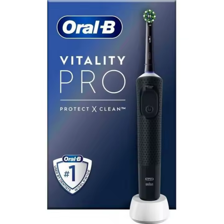 Cepillo Dental Eléctrico Oral B Recargable Braun Vitality Pro Crossaction Negro - Limpieza Profunda - 1