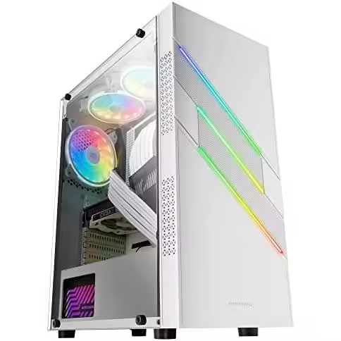 Mars Gaming MC-U3 Blanco, Caja PC Gaming ATX XL, Frontal Triple ARGB, Ventilador 12cm ARGB, Ventana Cristal Templado - 1